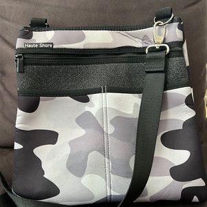 Haute Shore Grey Camo Crossbody bag W/black adjustable strap